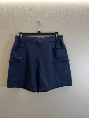 Men's Navy Cargo Shorts with Multiple Zip Pockets